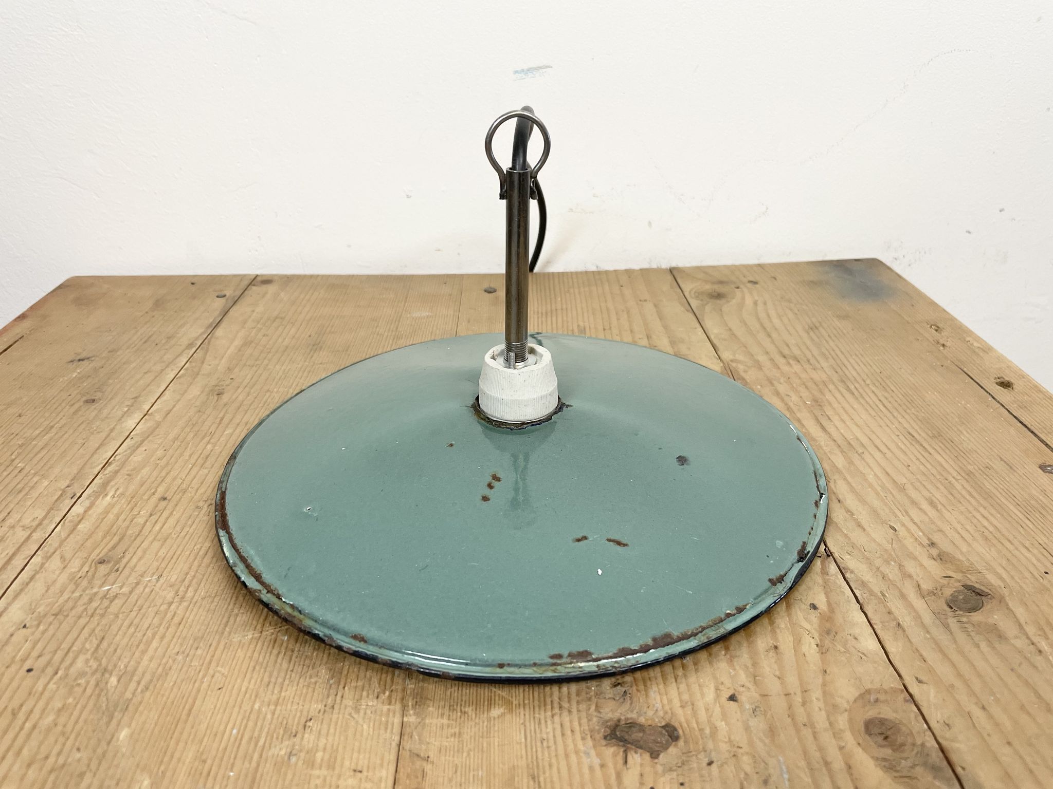 Industrial petrol enamel pendant light, 1970s