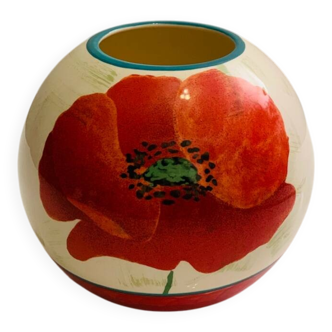 Round vase in Lunéville earthenware - "Poppy" collection
