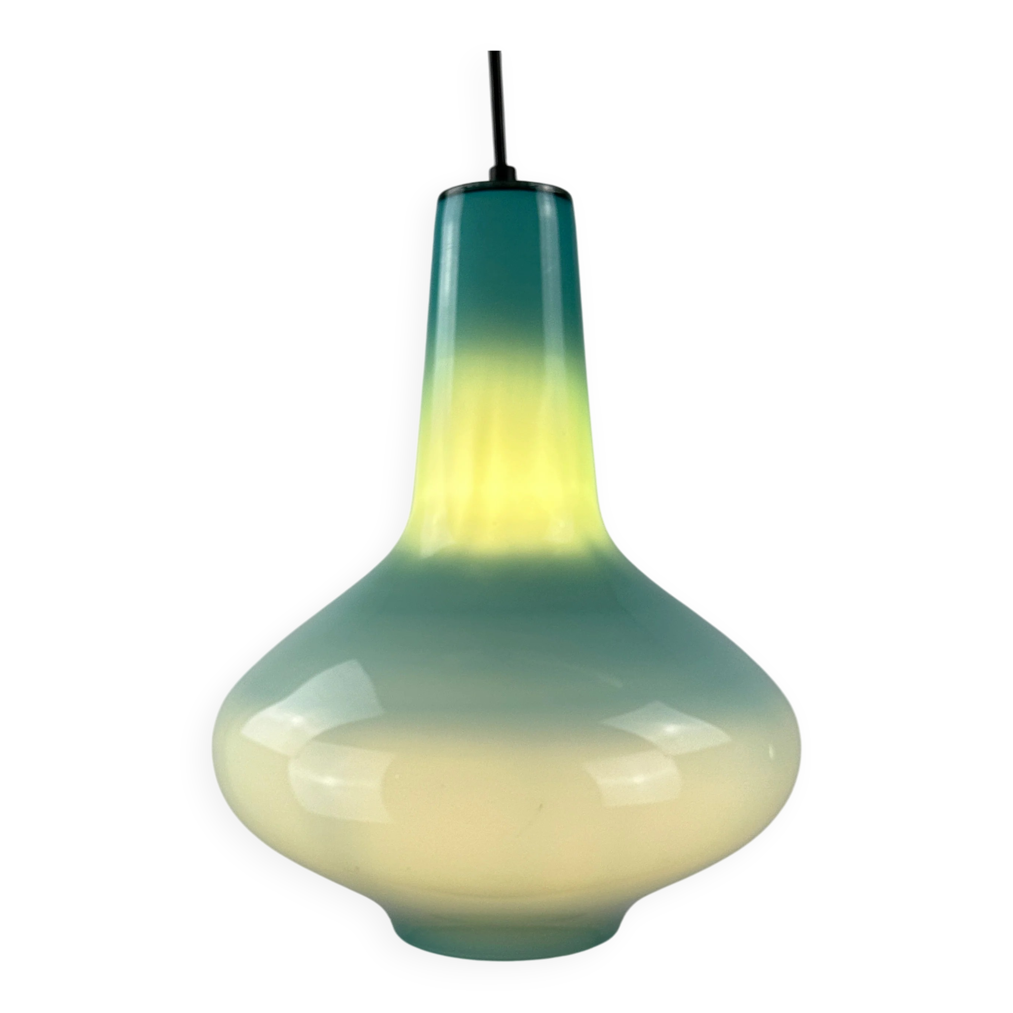 Light blue glass suspension by Massimo Vignelli for Venini, 1950