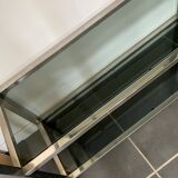 Display bookshelf modular wall shelf glass and chrome vintage 1970s