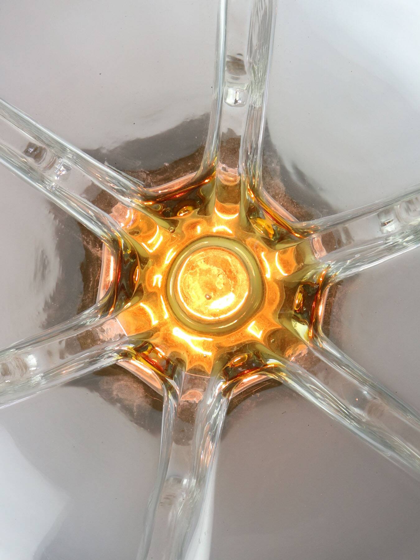 Mid-century Murano Glass & Brass Pendant from Mazzega, 60s