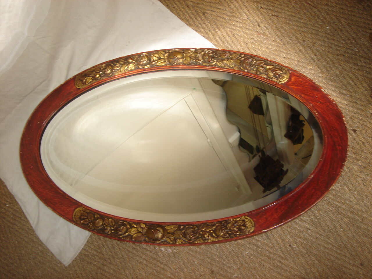 Art nouveau art deco oval mirror