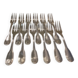 12 silver-plated metal cake forks by Christofle Vendôme 15.2