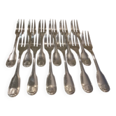 12 silver-plated metal cake forks by Christofle Vendôme 15.2