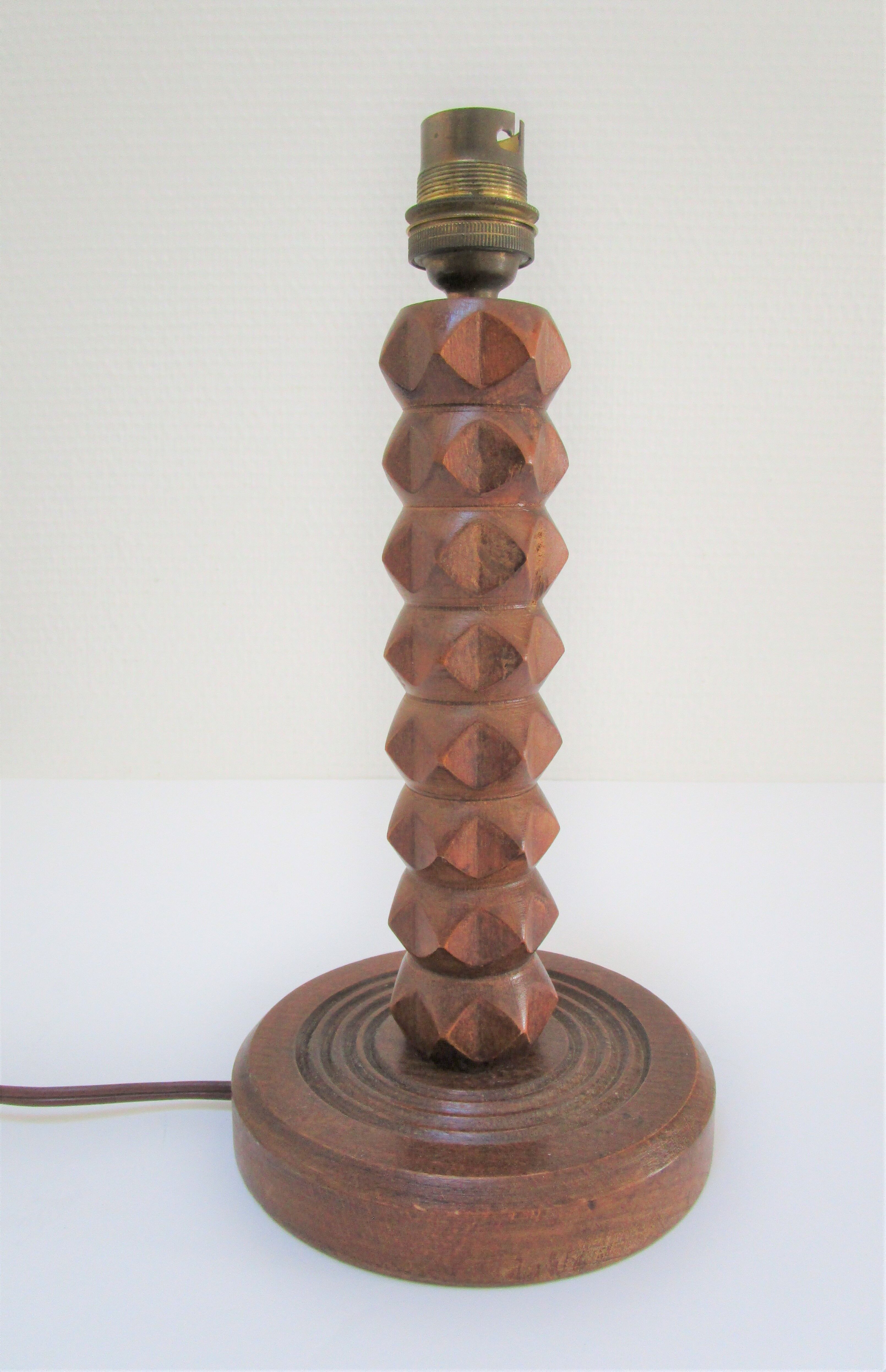 Solid wood lamp foot "diamond tip" years 40-50