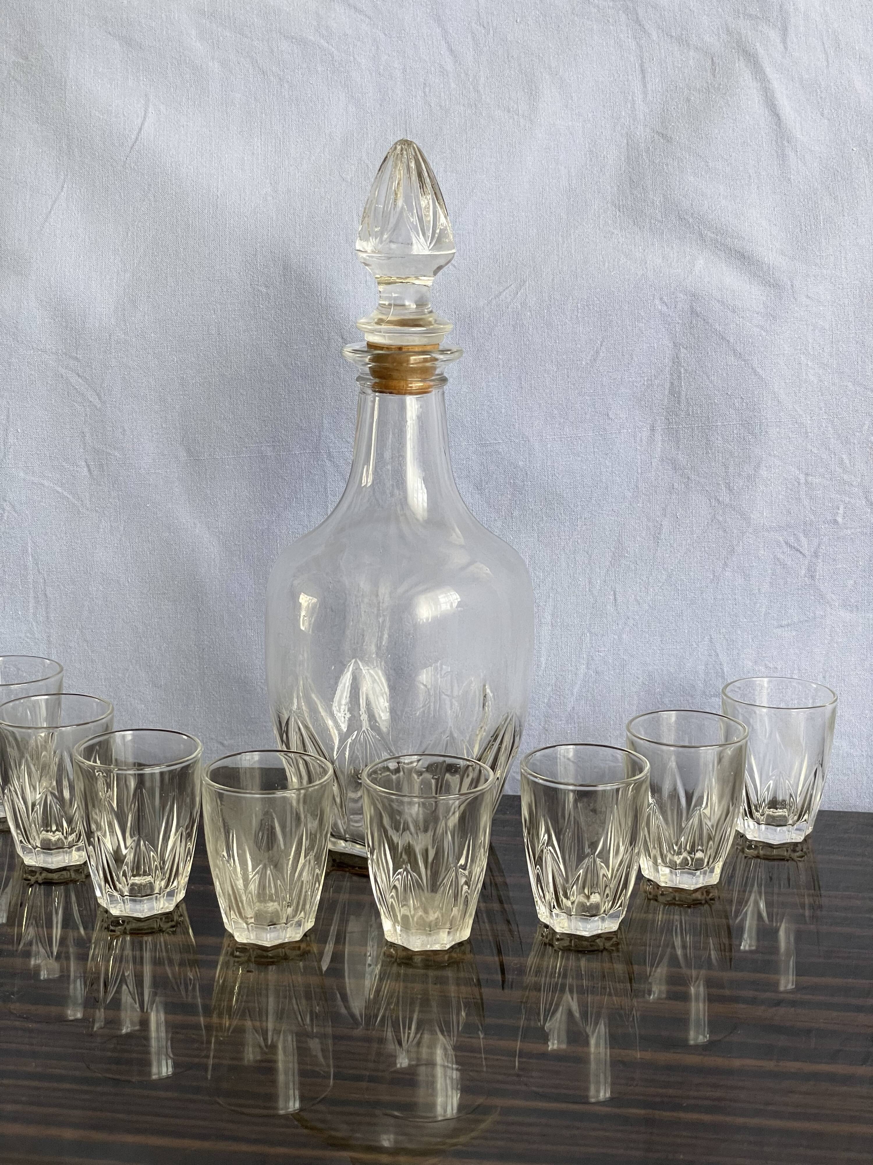Service à liqueur monaco vintage ancien en verre