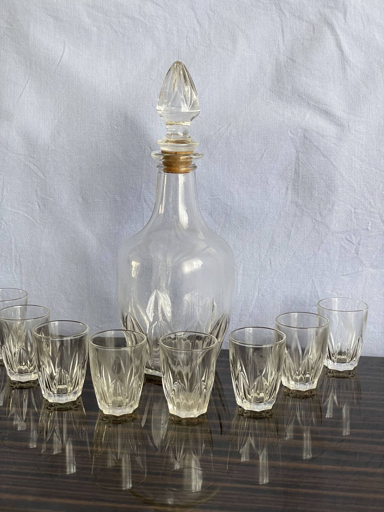 Vintage Monaco liqueur service made of old glass