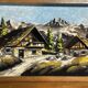 Tableau alpin vintage en bois sculpté et peint