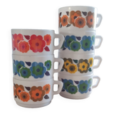 Set of seven arcopal coffee cups