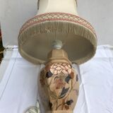 Former ceramic potiche lamp base wood - abat-day vintage beige fabric