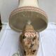 Former ceramic potiche lamp base wood - abat-day vintage beige fabric