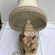 Former ceramic potiche lamp base wood - abat-day vintage beige fabric