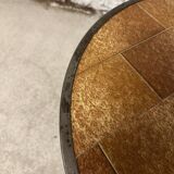 Vintage round ceramic and wrought iron coffee table