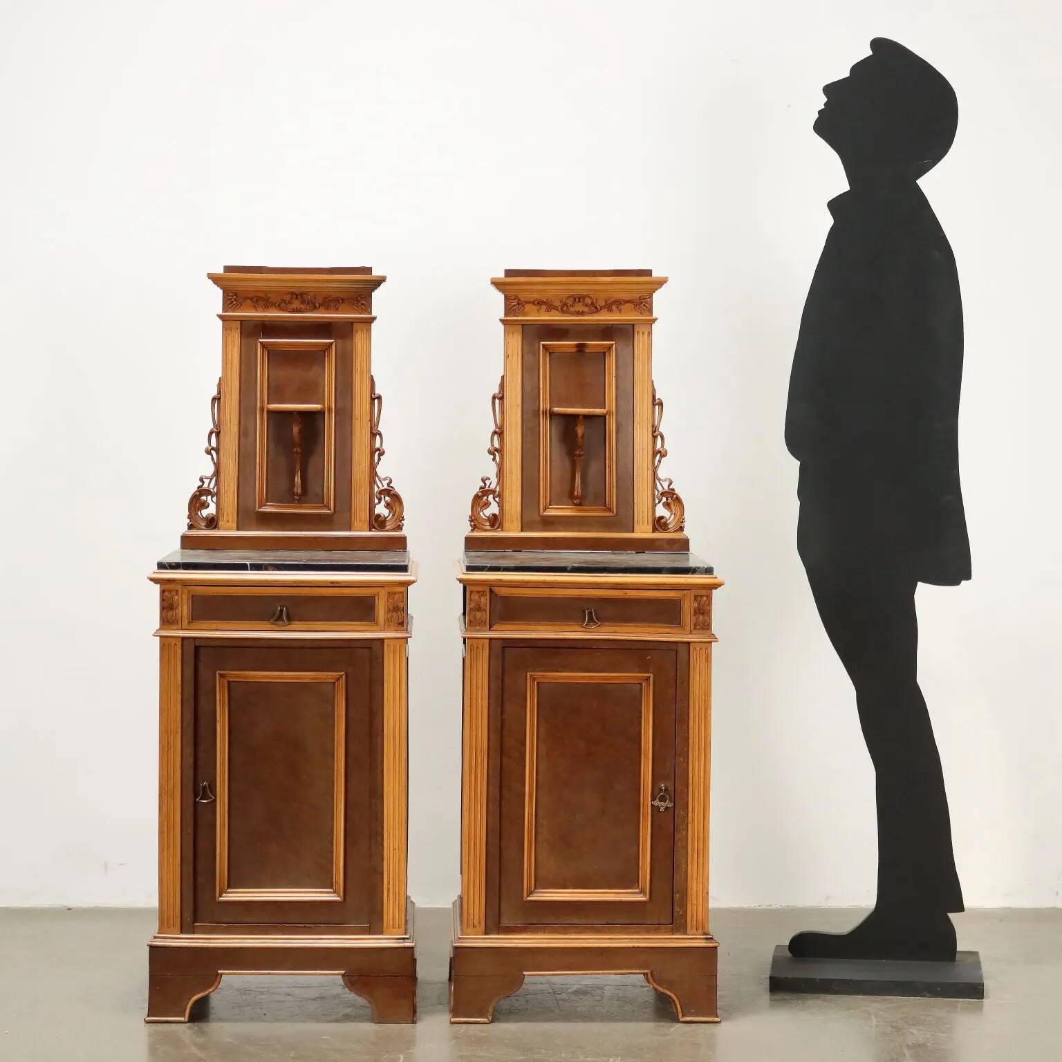 Antique Art Nouveau bedside tables Italy 19th Century