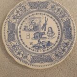 4 old plates talking rebus by factory of Gien