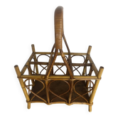 Basket, bottle holder, bamboo and rattan, 1970s