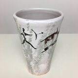 Vase céramique décor pariétal, années 50 signée yurtsua