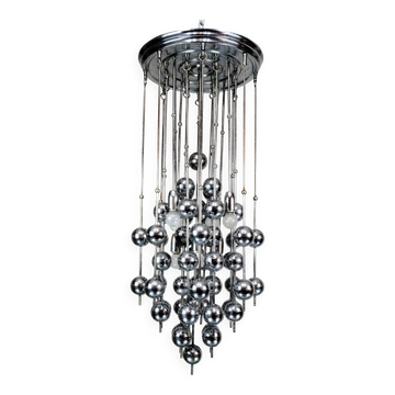 Italian Chrome Chandelier with Spherical Elements, 1970s