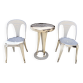 Pedestal table + 2 Tolix chairs Joseph Mathieu