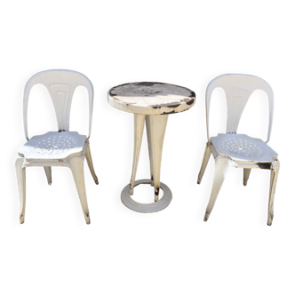 Guéridon + 2 chaises Tolix Joseph mathieu