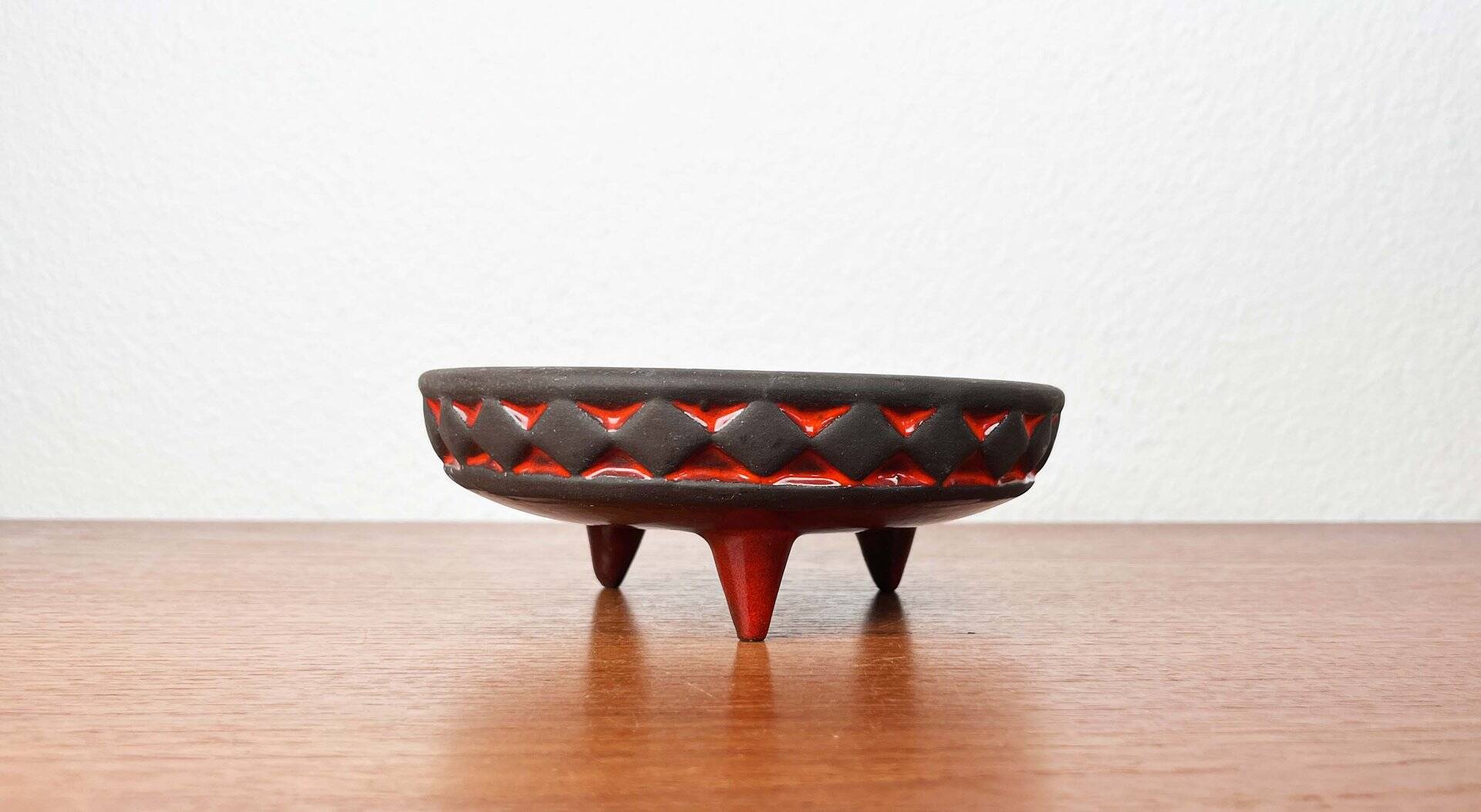 Bol trépied orange en céramique danoise vintage du milieu du siècle du studio Frank Keramik, années 1960