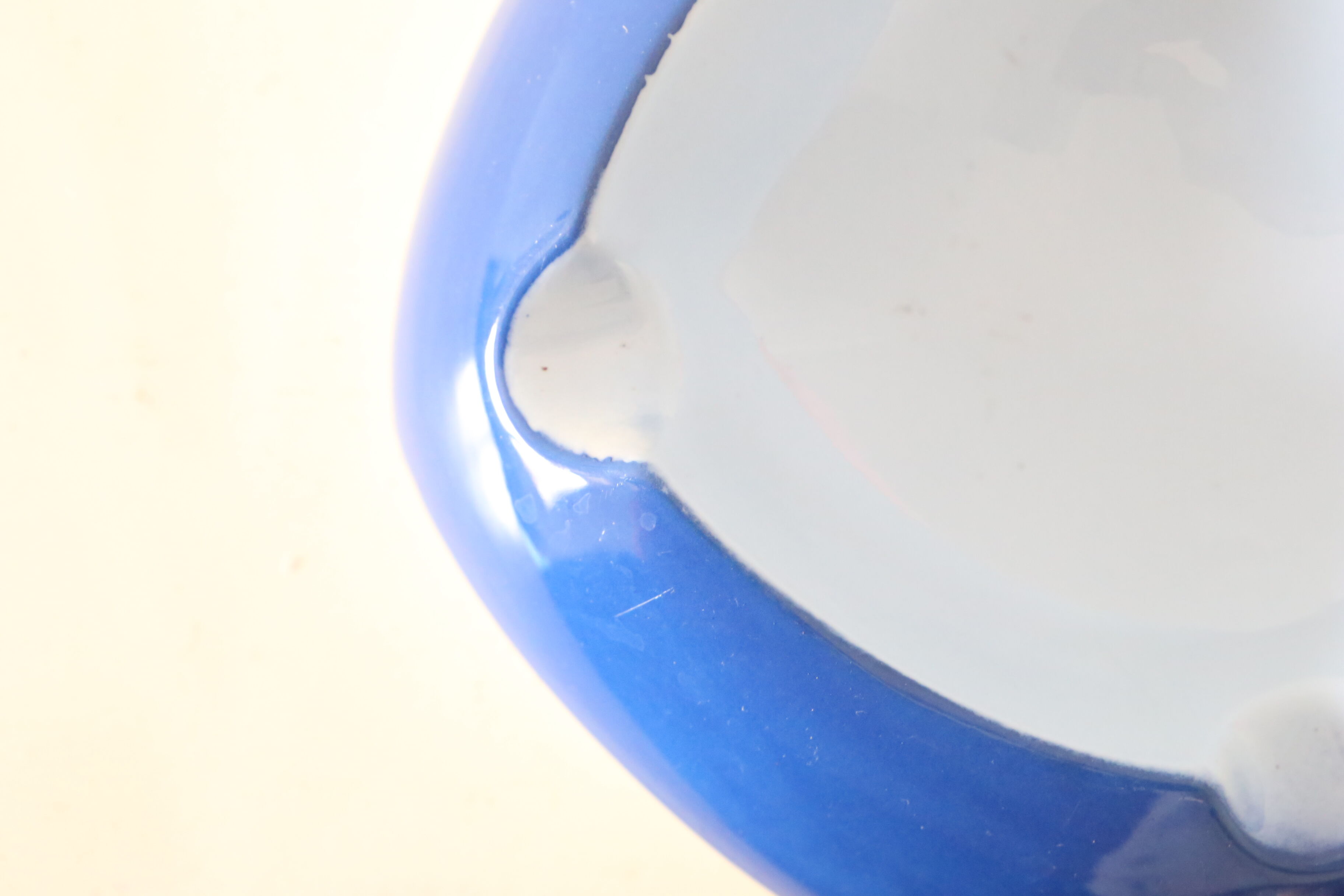 Empty pocket or blue ceramic ashtray, vintage