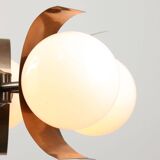 Vintage Italian Copper and Opaline Chandelier, 1970s