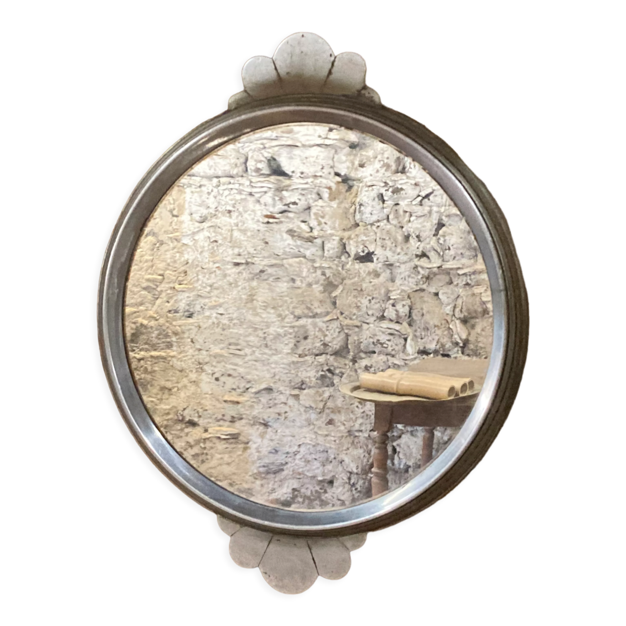 1930 vintage metal art deco mirror / or serving tray