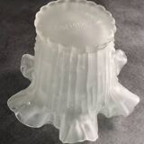 Vintage vase in frosted italian glass tulip shape with ruffled edge