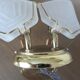 Double wall lamp in frosted glass and gold metal from the 70s