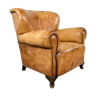 Antique cognac colored sheep leather armchair Big bertha