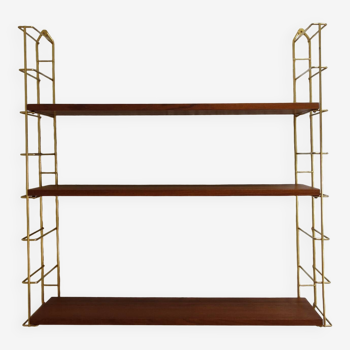 Vintage wood and metal string shelves