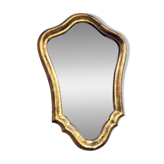 Petit miroir doré mouvementé vintage 28x40cm