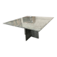 Vintage square dining table in green marble / wabi-sabi table