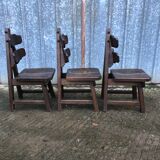 6 brutalist chairs in solid oak
