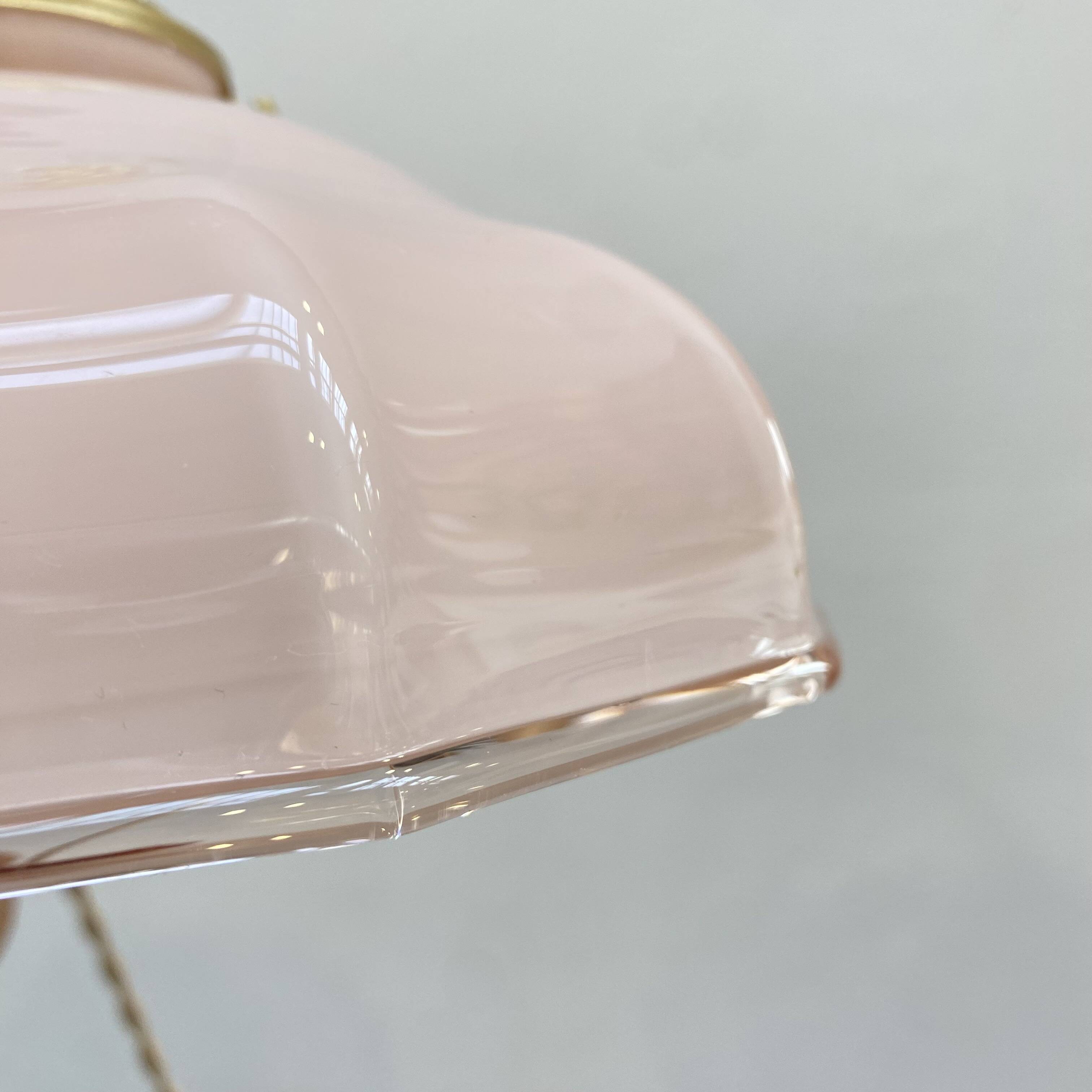 Pair of pale pink opaline pendant lights