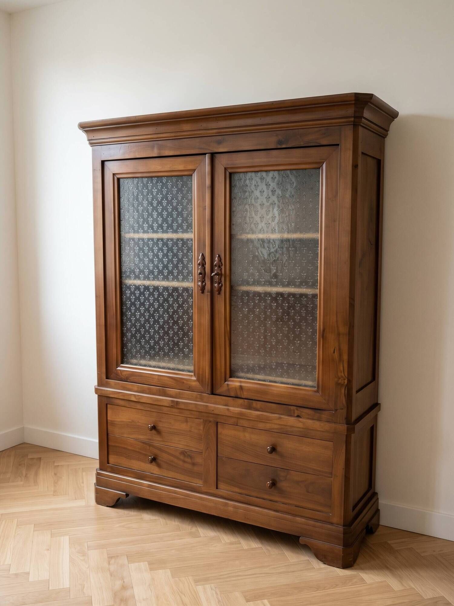 Handcrafted walnut wood bookshelf