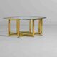 Geometrical regency coffee table in patinated brass, 1970s