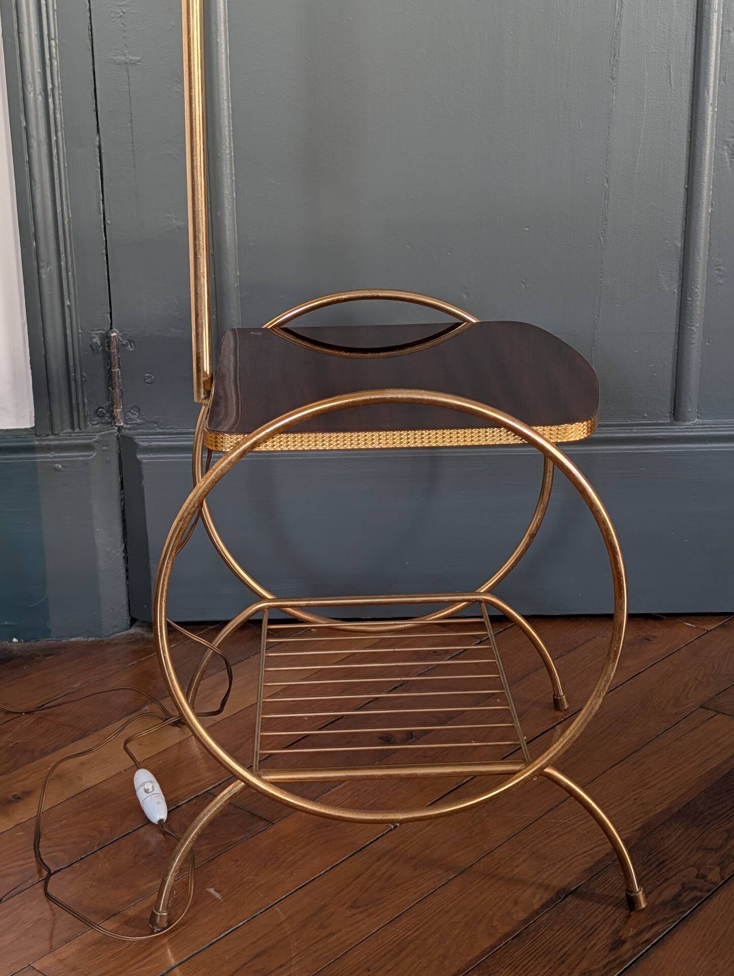 1950s reading lamp – Formica and gold metal