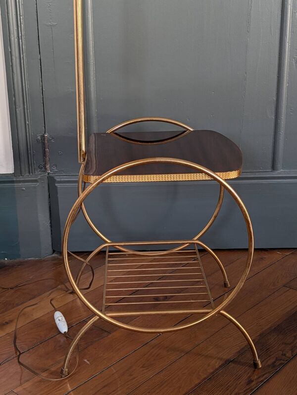 Lampadaire liseuse années 50 – Formica et métal doré