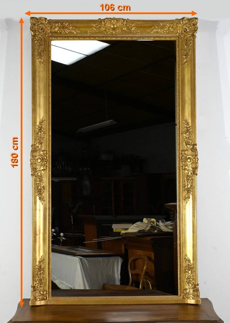 Important Gilded Mirror, Louis XIV style – Mid 19th century