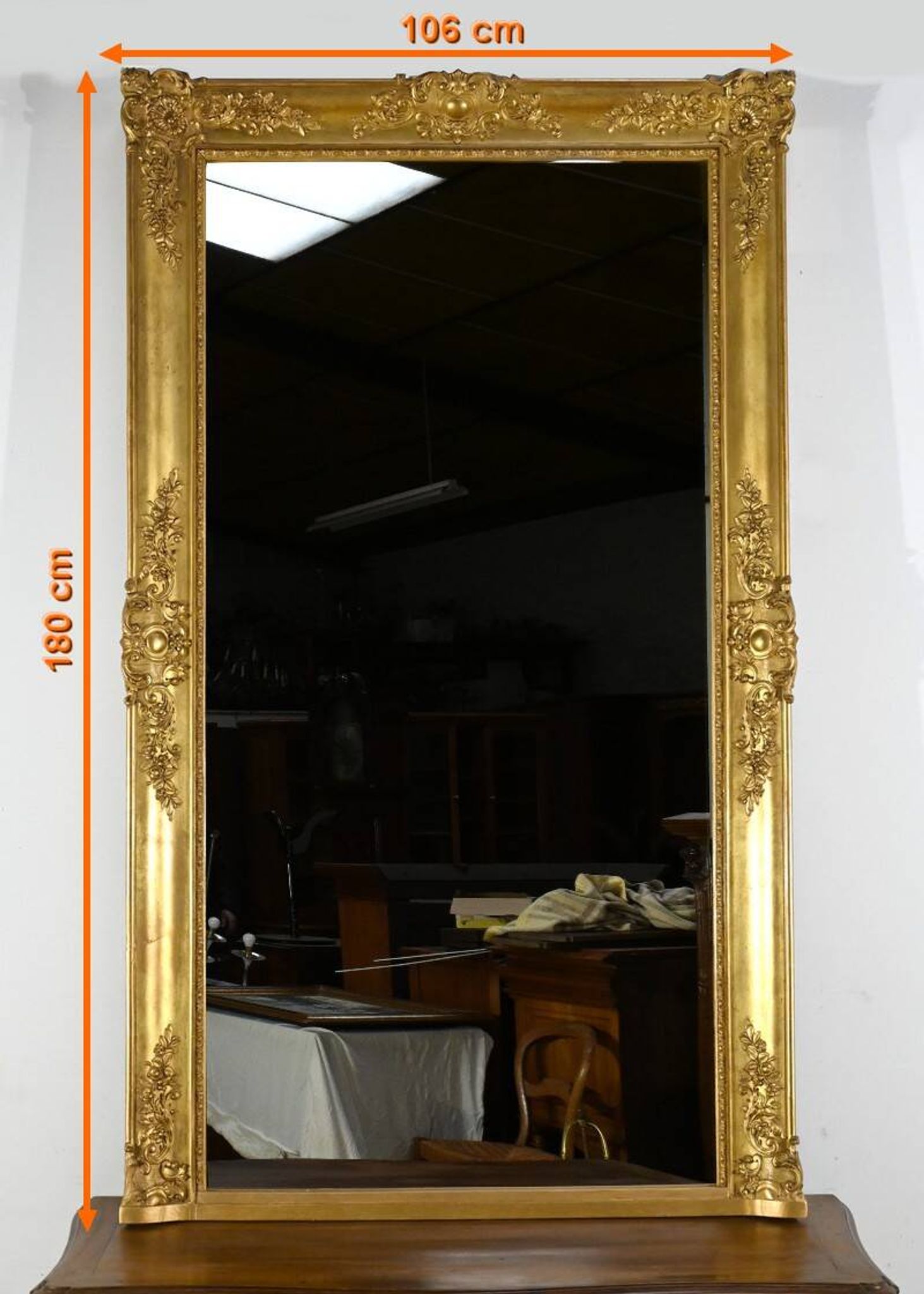 Important Gilded Mirror, Louis XIV style – Mid 19th century