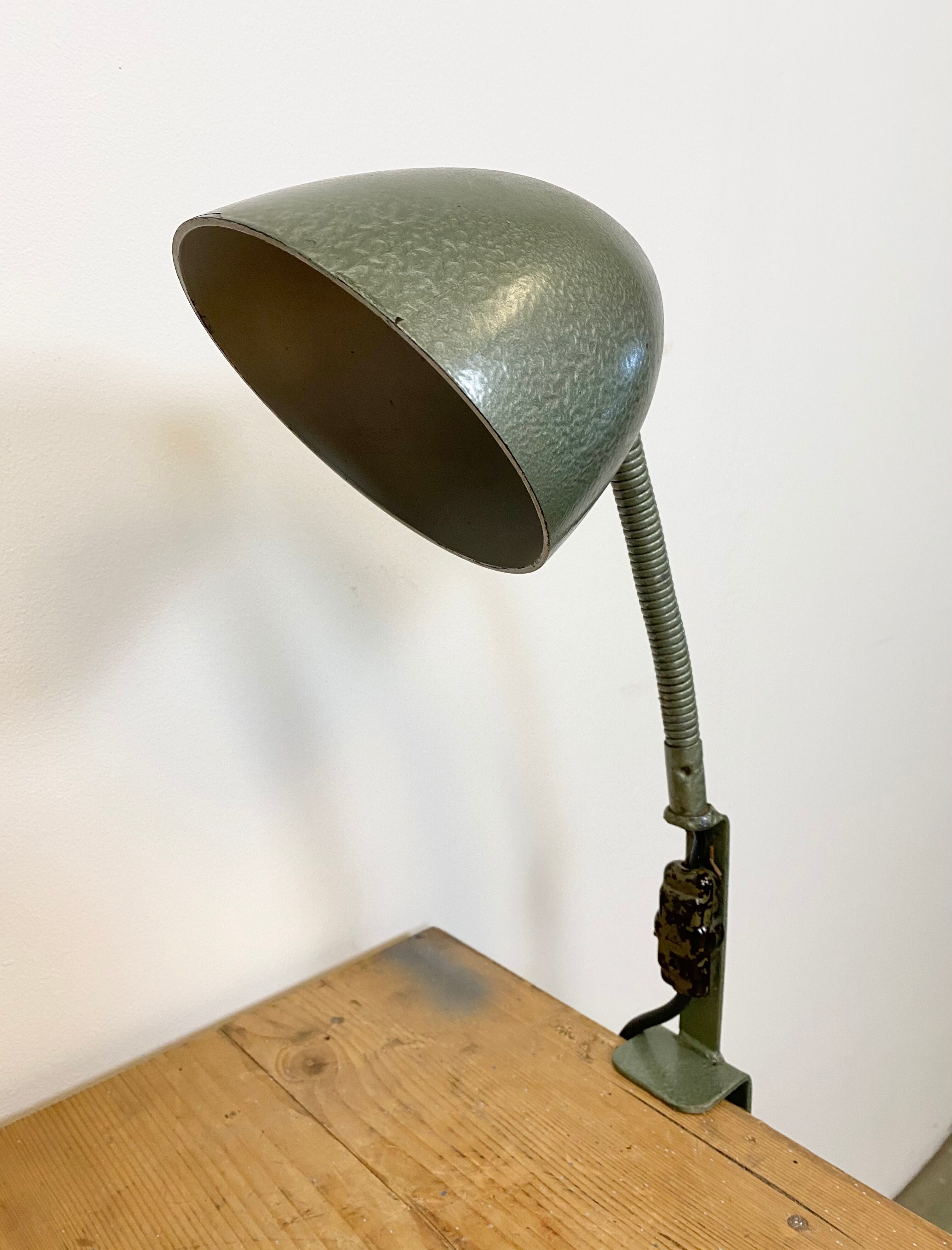 Green Industrial Bakelite Gooseneck Table Lamp, 1960s