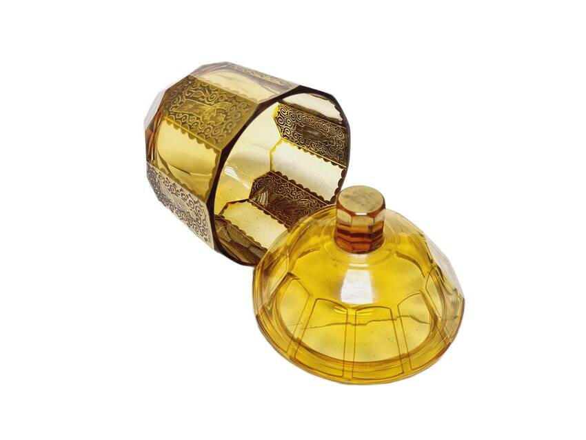 Art Deco oroplastic candy dish from Moser, Czechoslovakia, 1930s
