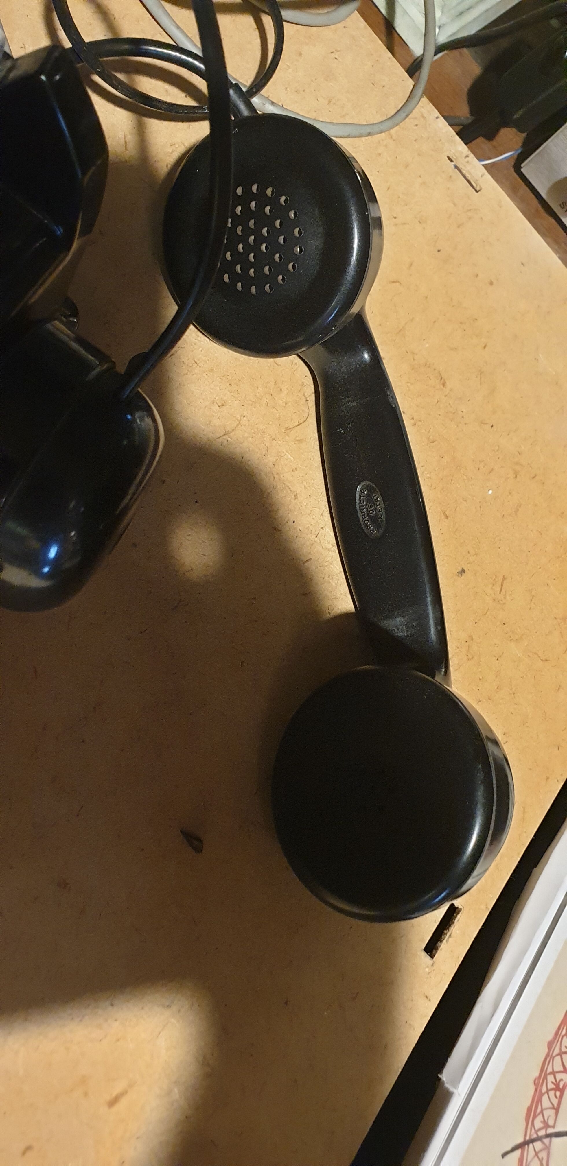 Old fixed phone black bakelite