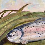 Oil on canvas trout