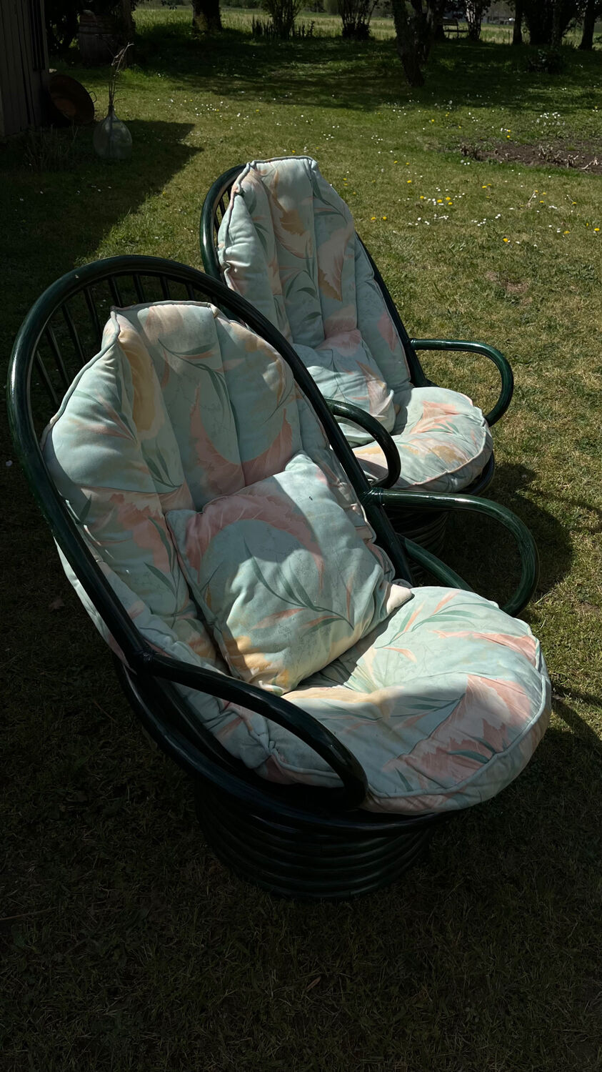 Pair of rattan armchairs