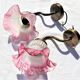 Sconces with tulip colored pink support color old gold 1 pair around 1970