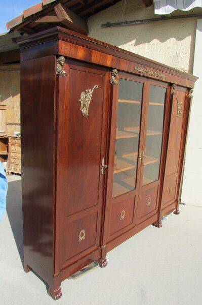 Large library, empire, return from Egypt in mahogany, 4 doors