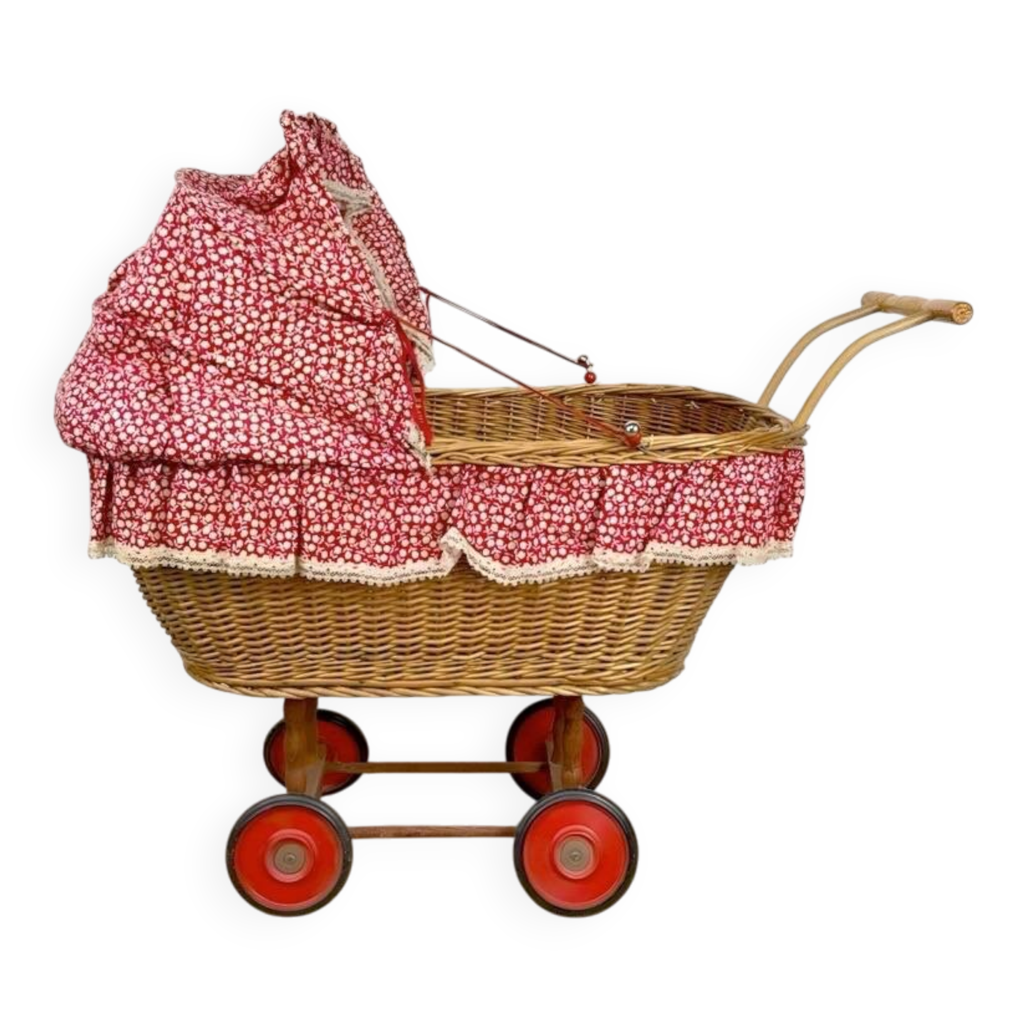 Vintage wicker doll pram cradle